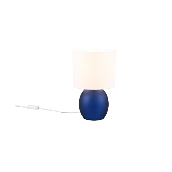 Stalinis šviestuvas baltos spalvos/mėlynos spalvos (aukštis 29 cm) su tekstiliniu gaubtu Vela – Trio-image-3