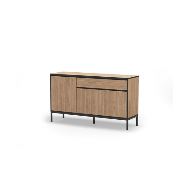 Žema šoninė spintelė natūralios spalvos iš ąžuolo 140x80 cm Lorenza – Marckeric-image-1