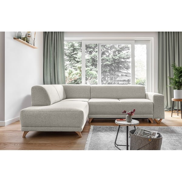 Smėlio spalvos sulankstoma/su sandėliavimo vieta kampinė sofa (su kairiuoju kampu/„L“ formos) Classy Sophie – Miuform-image-1