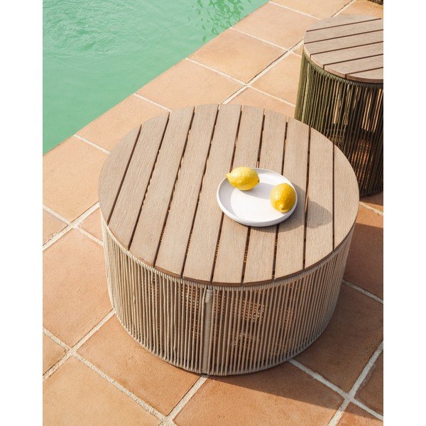 Apvalios formos sodo kavos staliukas su akacijos stalviršiu ø 70 cm Dandara – Kave Home-image-1