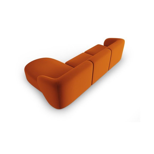 Terakotos spalvos iš velveto kampinė sofa (su dešiniuoju kampu/su gultu) Paolo – Milo Casa-image-3