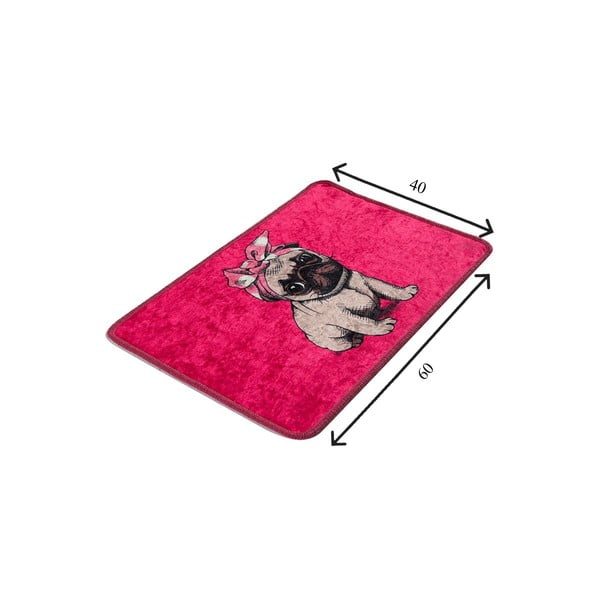 Rožinės spalvos vonios kilimėlis 40x60 cm Pink Pug – Foutastic-image-3