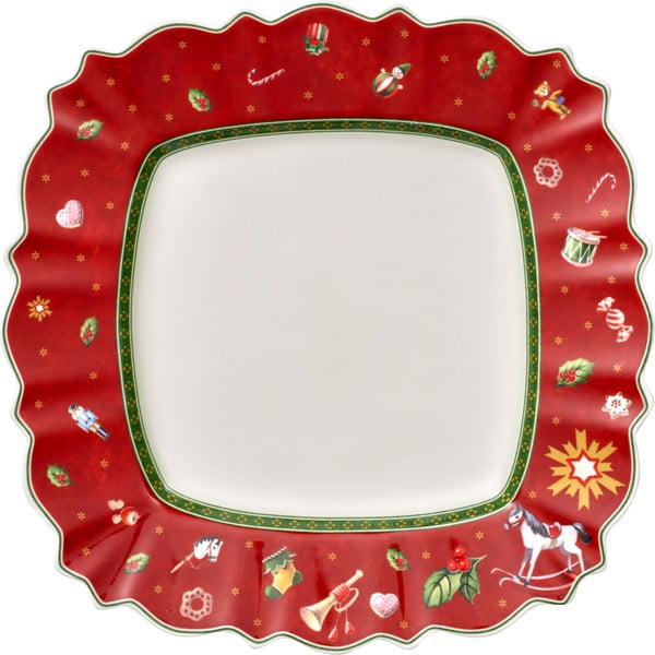 Raudona porcelianinė lėkštė su kalėdiniu motyvu Villeroy & Boch, 28 x 28 cm