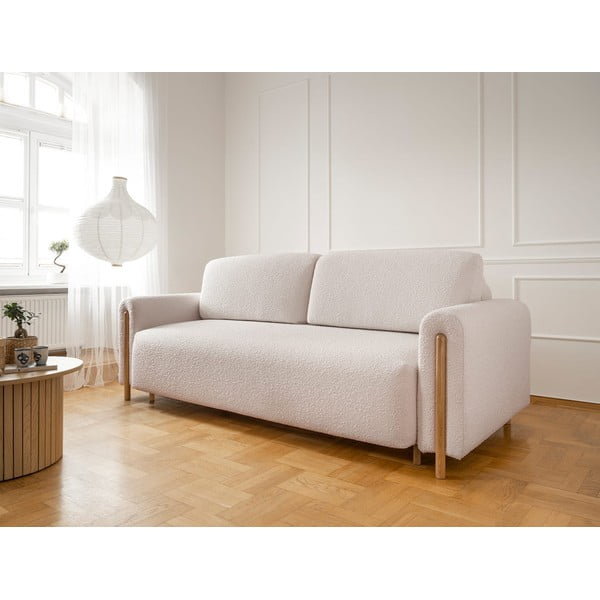 Smėlio spalvos/kreminės spalvos iš boucle sulankstoma/su sandėliavimo vieta sofa 244 cm Arcadova – ELTAP-image-3