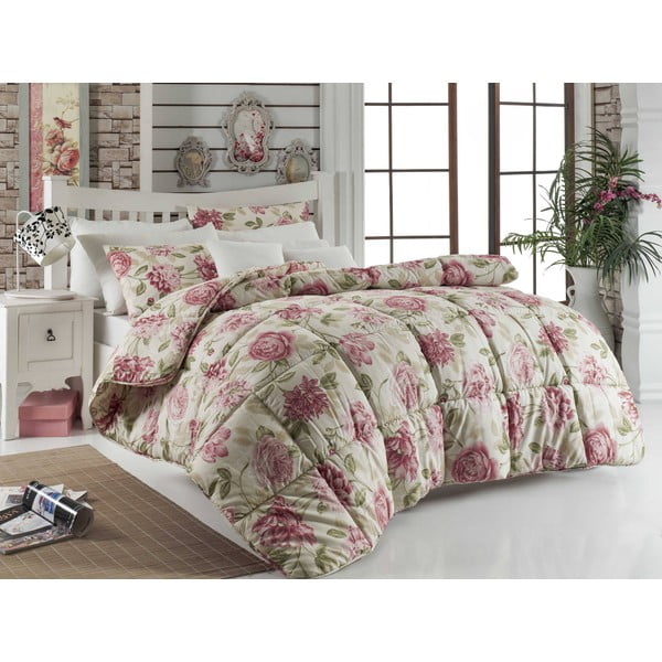 Dygsniuotas užvalkalas dvigulei lovai Priežiūra Rožinė, 195 x 215 cm