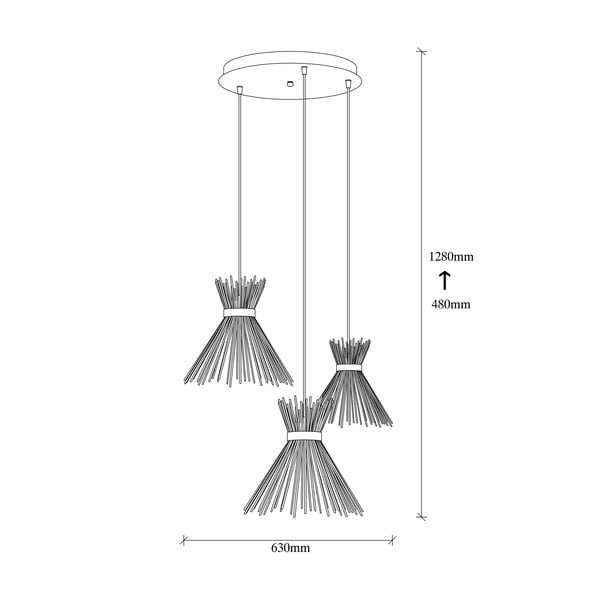 Juodos spalvos kabantis šviestuvas ø 63 cm su metaliniu gaubtu Kirpi – Opviq lights-image-3