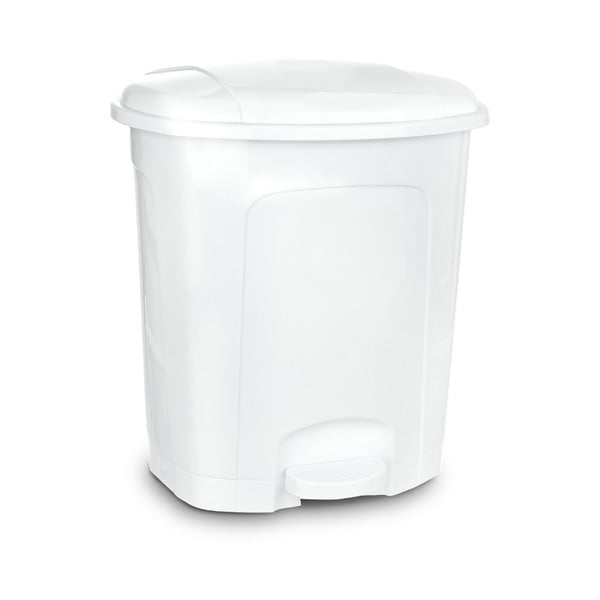 Baltos spalvos iš plastiko šiukšliadėžė su pedalu 5,5 l – Orion