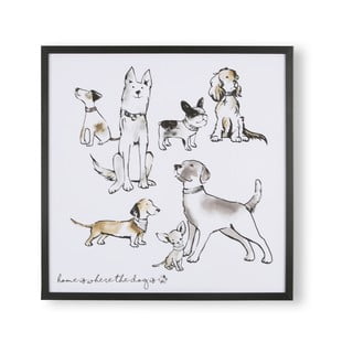 Sieninis plakatas rėmelyje Art for the home Home Is Where The Dog Is, 50 x 50 cm