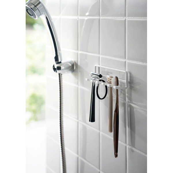 Klijuojamas iš metalo dantų šepetėlio laikiklis baltos spalvos Film Hook – YAMAZAKI-image-3