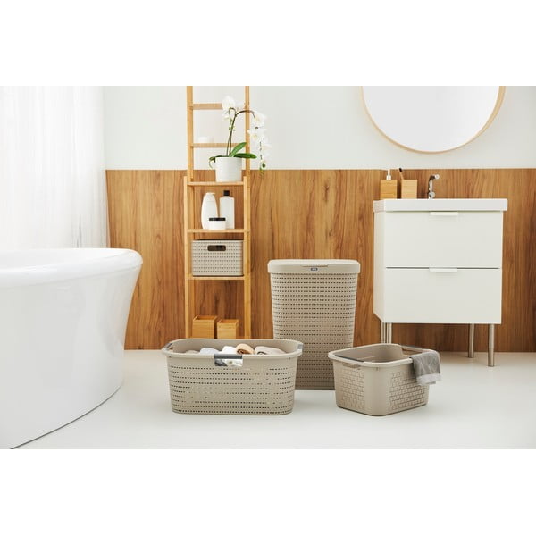 Smėlio spalvos plastikinis skalbinių krepšys 55 l Country - Rotho-image-2