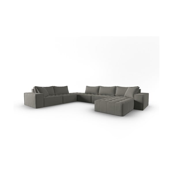 Kampinė sofa pilkos spalvos (su kairiuoju kampu/„U“ formos) Mike – Micadoni Home