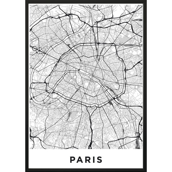 Sieninis plakatas rėme MAP/PARIS/NO2, 40 x 50 cm