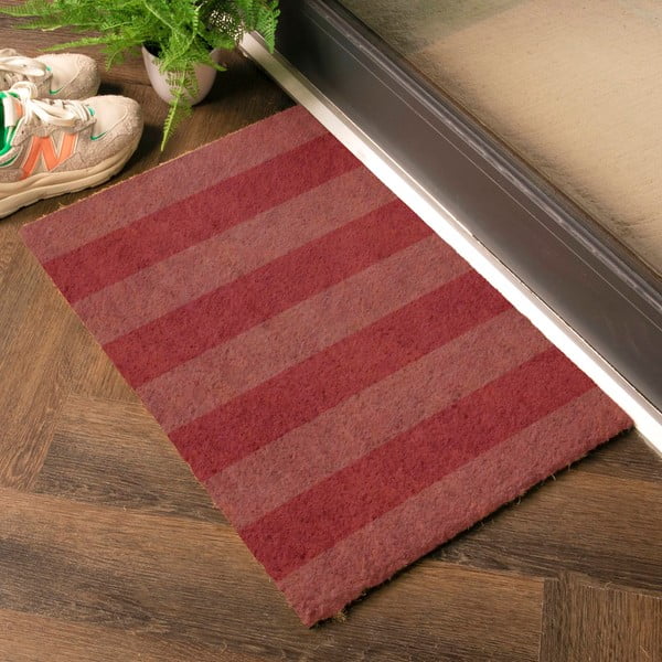Iš kokoso pluošto grindų kilimėlis 40x60 cm Pink Stripe – Artsy Doormats-image-1