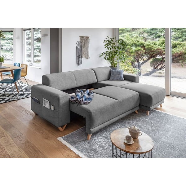 Pilkos spalvos sulankstoma/su sandėliavimo vieta kampinė sofa Classy Sophie – Miuform-image-4