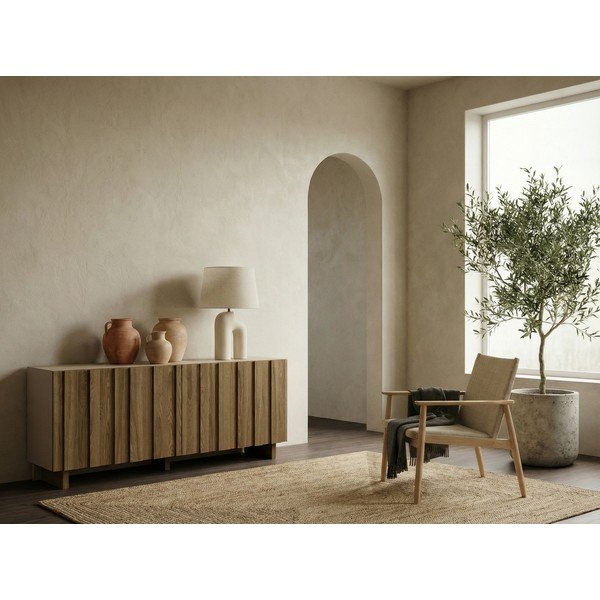 Kreminės spalvos/natūralios spalvos iš pušies masyvo šoninė spintelė 180x78x43 cm Marlo – Marckeric-image-1