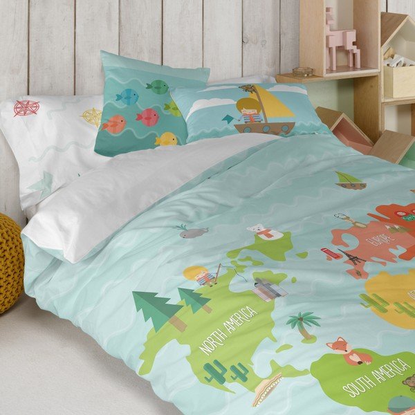 Medvilninis pagalvės užvalkalas Happynois World Map, 50 x 30 cm-image-1