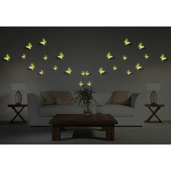 12 tamsoje šviečiančių 3D lipdukų rinkinys Ambiance Butterflies-image-1