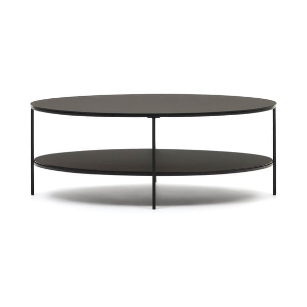 Kavos staliukas juodos spalvos su stikliniu stalviršiu 65x110 cm Fideia – Kave Home-image-2