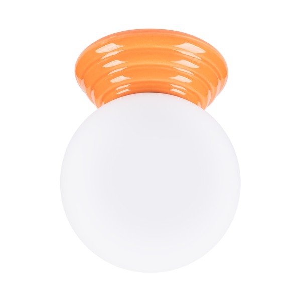 Oranžinės spalvos iš keramikos lubinis šviestuvas ø 12 cm su stiklo gaubtu Farsa – Sollux