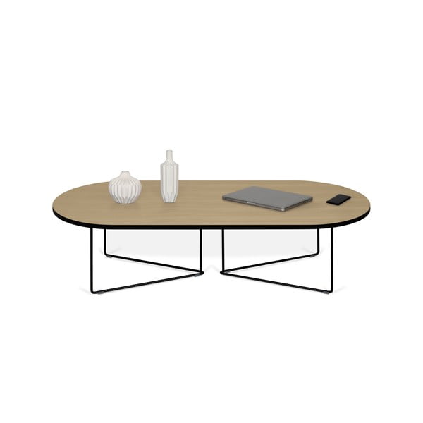 Žurnalinis staliukas su ąžuoliniu stalviršiu 136x60 cm - TemaHome Oval-image-3