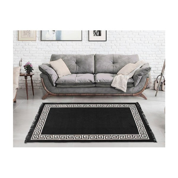 Smėlio ir juodos spalvos dvipusis kilimas "Justed", 80 x 150 cm-image-2