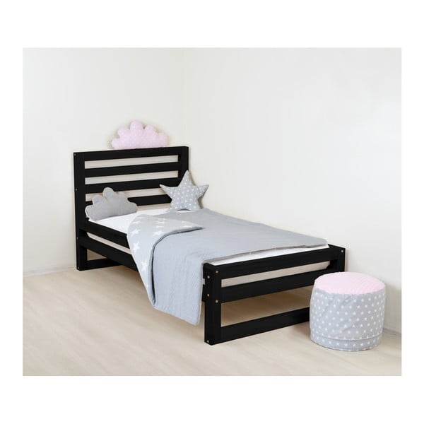 "Benlemi DeLuxe" juoda medinė viengulė lova vaikams, 180 x 120 cm