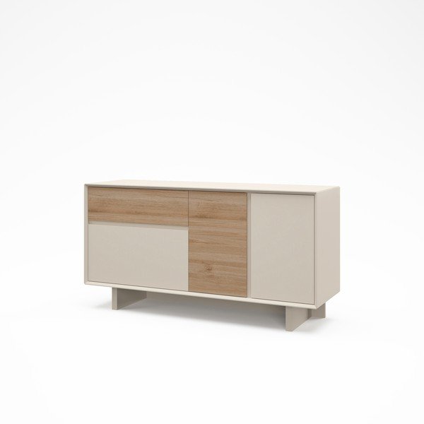 Smėlio spalvos/natūralios spalvos šoninė spintelė iš ąžuolo 146x76x45 cm Carpi – Marckeric-image-3