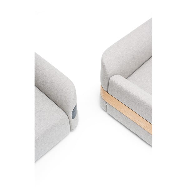 Šviesiai pilkos spalvos vilnos ir lino mišinio sofos modulis (kairiajame kampe) Hugg - Gazzda-image-4