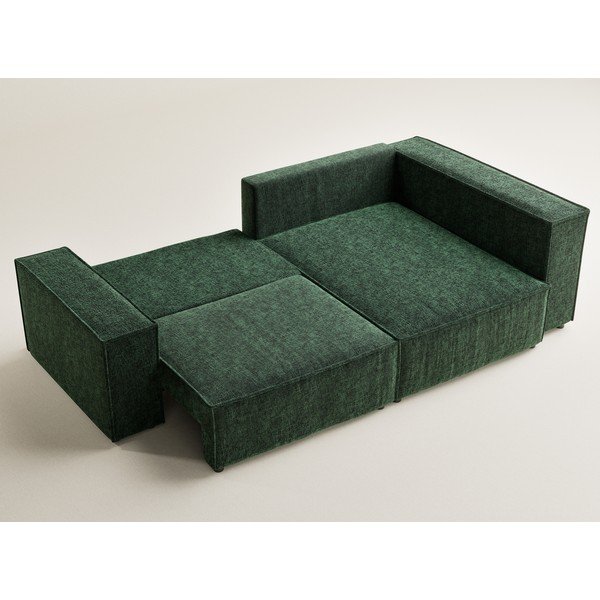 Tamsiai žalios spalvos sulankstoma/su sandėliavimo vieta kampinė sofa iš šenilinio audinio (su dešiniuoju kampu/„L“ formos) Tonga – Maison de Rêve-image-3