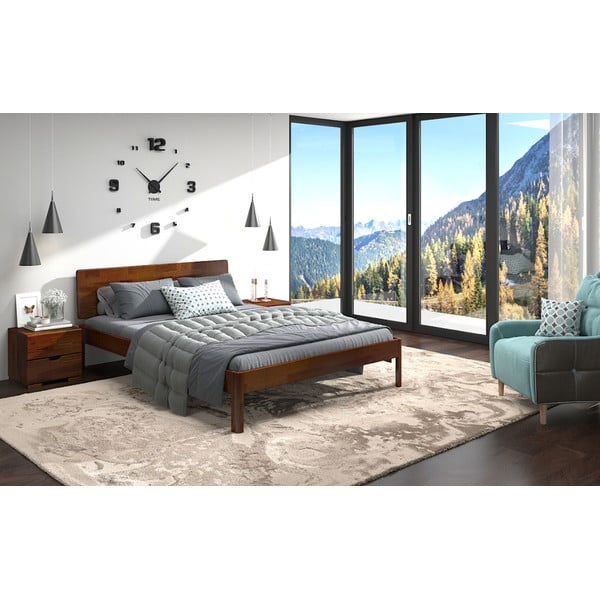 Tamsiai ruda pušies dvigulė lova 160x200 cm Ammer - Skandica-image-3