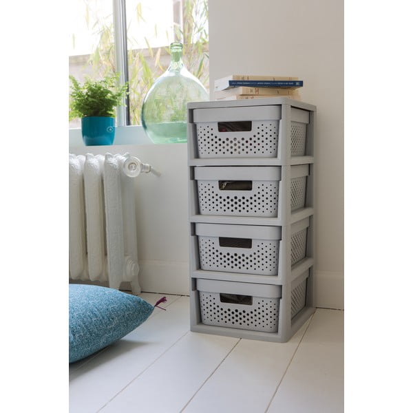 Iš plastiko lentyna ant ratukų pilkos spalvos 29,5x65,5 cm Infinity – Curver-image-2