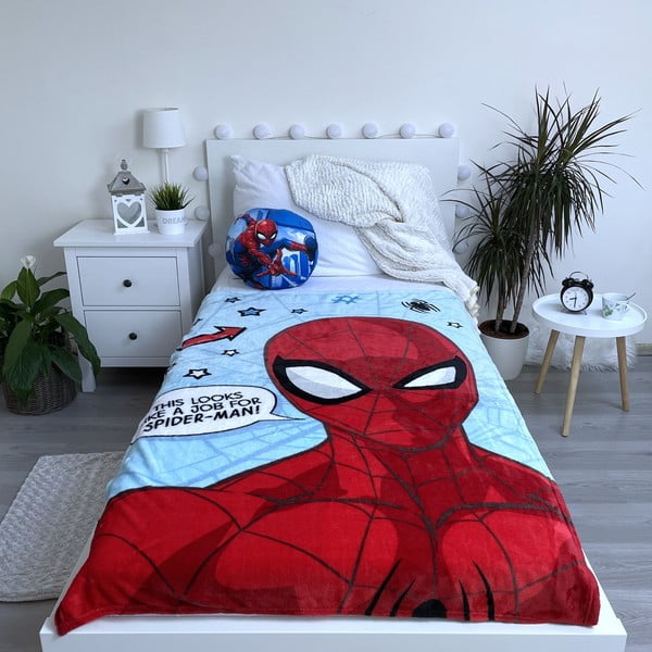 Vaikiškas pledas raudonos spalvos/mėlynos spalvos iš mikropliušo 100x150 cm Spiderman – Jerry Fabrics-image-2