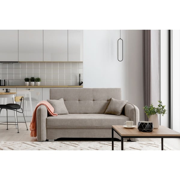 Smėlio spalvos iš šenilinio audinio sulankstoma/su sandėliavimo vieta sofa 155 cm Laine – ELTAP-image-1