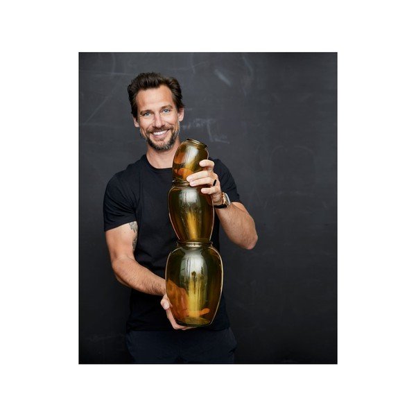 Geltono stiklo vaza "Bitz Kusintha", ø 17,5 cm-image-3