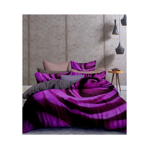 Violetinės spalvos mikropluošto paklodė viengulė "DecoKing Omorfi", 155 x 220 cm-image-1