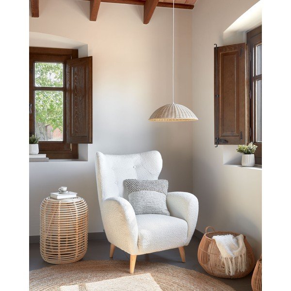 Baltos spalvos krėslas iš boucle Patio – Kave Home-image-1