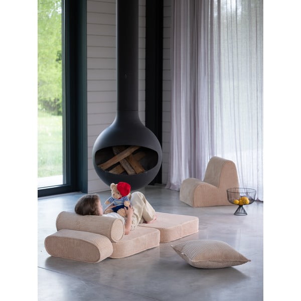 Šviesiai rudos spalvos iš kordinio velveto vaikiškas krėslas Flip – Wigiwama-image-4