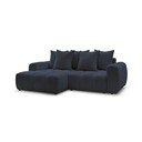 Mėlynos spalvos sulankstoma/su sandėliavimo vieta kampinė sofa iš boucle (su kairiuoju kampu/su gultu) Roxelane – Bobochic Paris