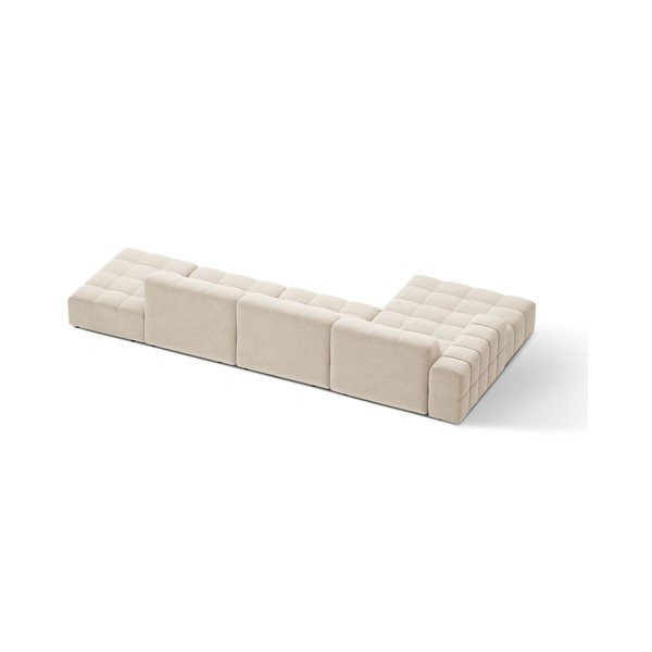 Kreminės spalvos kampinė sofa iš velveto (su kairiuoju kampu/su gultu) Chicago – Cosmopolitan Design-image-2