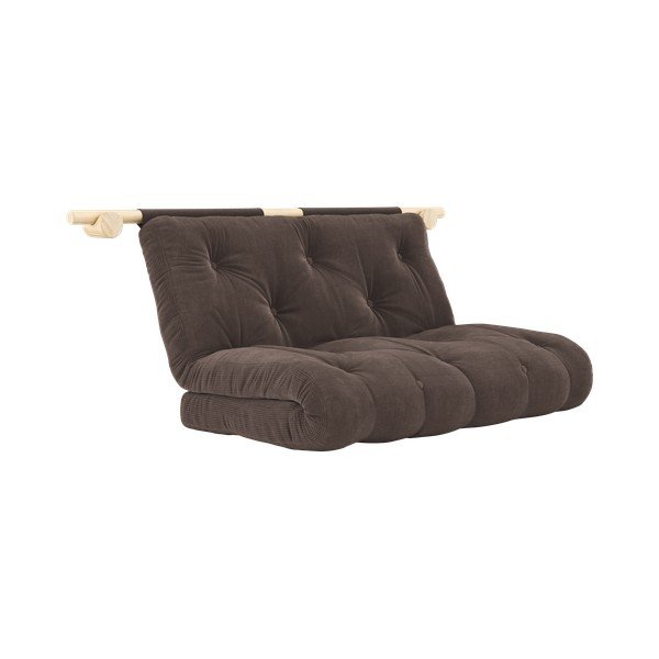Tamsiai rudos spalvos iš kordinio velveto sulankstoma sofa 135 cm Hooked – Karup Design