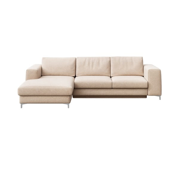 Smėlio spalvos iš boucle sulankstoma/su sandėliavimo vieta kampinė sofa (su kairiuoju kampu/su gultu) Rene – Rodier