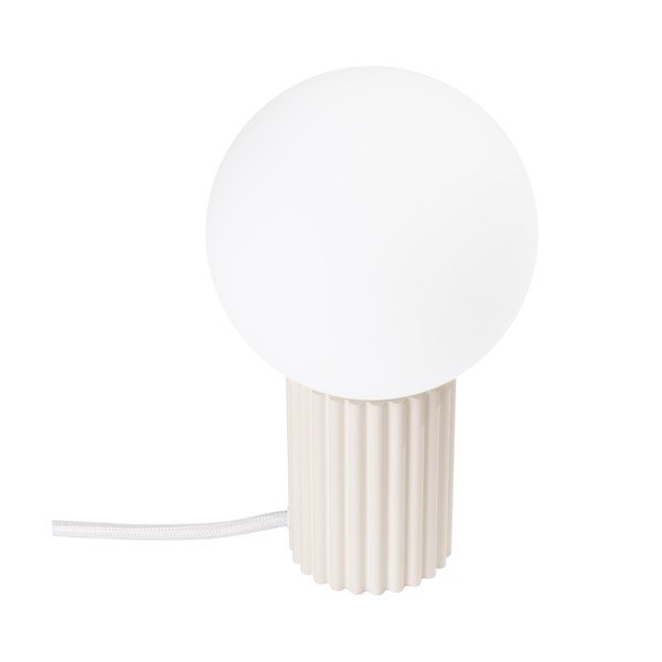 Kreminės spalvos stalinis šviestuvas (aukštis 19 cm) su stiklo gaubtu Orbital – Sollux