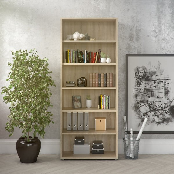 Modulinė knygų spinta natūralios spalvos iš ąžuolo 89x222 cm Prima – Tvilum-image-1