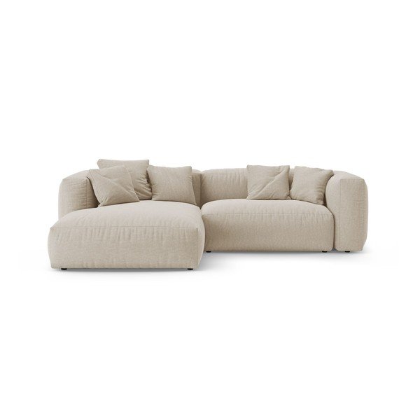 Kreminės spalvos sulankstoma modulinė kampinė sofa (su kairiuoju kampu/su gultu) – Micadoni 