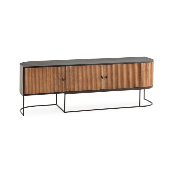 Natūralios spalvos iš mango masyvo TV spintelė 160x55x40 cm Curve – MOME