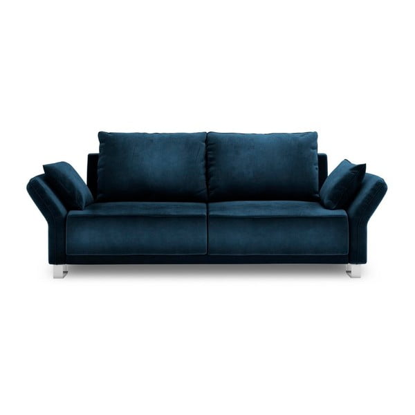 Mėlyna trivietė aksominė sofa-lova Windsor & Co Sofas Pyxis