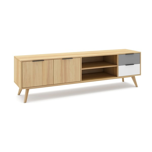 Natūralios spalvos ąžuolo dekoro TV staliukas 180x53 cm Elfa - Marckeric-image-3