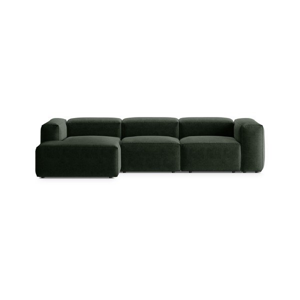 Žalios spalvos kampinė sofa (su kairiuoju kampu/su gultu) Bergamo – Cosmopolitan Design