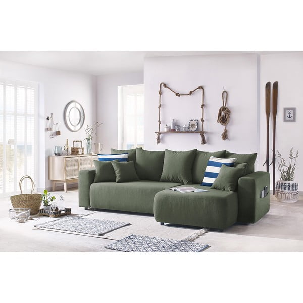 Žalia kampinė sofa-lova Bobochic Paris Envy-image-4
