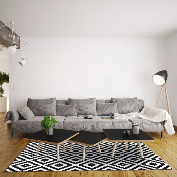 Ilgaamžis vinilo kilimas Juoda ir balta, 140x200 cm-image-2